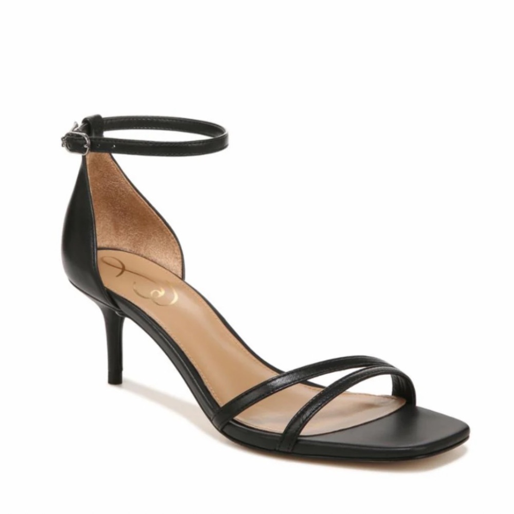 Sam Edelman black strappy open toed kitten heel